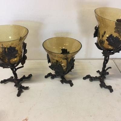 crackle glass candle holders