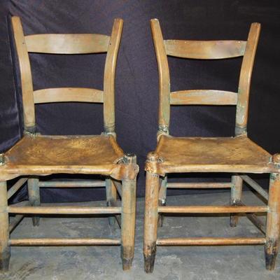 pair of Antique Cowhide Chairs