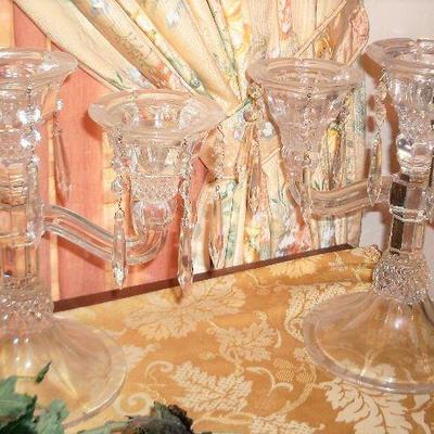 2 CRYSTAL CANDELABRAS