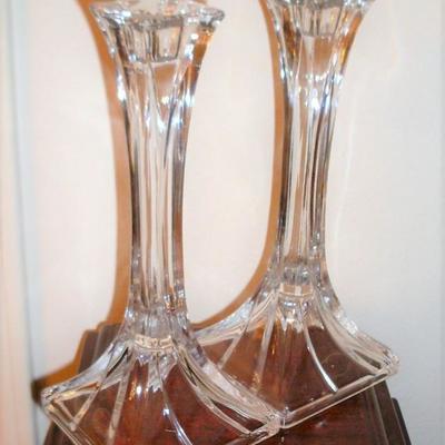2 CRYSTAL CANDLE HOLDERS