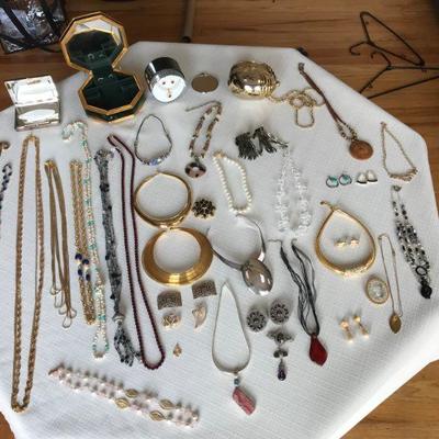 Assorted fashion and costume jewelry collection; Christian Dior, Anne Klein, Tifari, Liz Claiborne, Black Hill Gold, Sterling Silver and...
