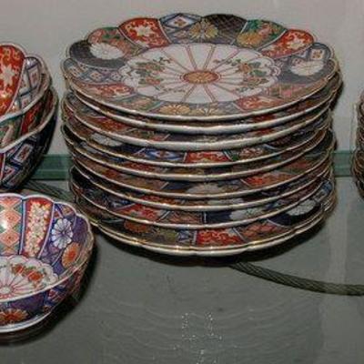 There are many pieces of Vintage Imari Dinnerware and Large Chargers