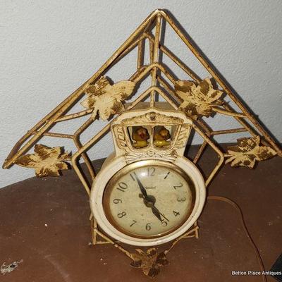 Vintage Working Metal Clock with birds that move