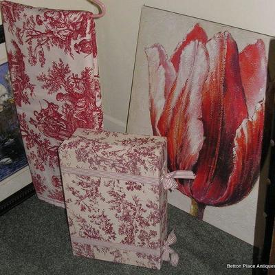 Red and White Toile Fabric