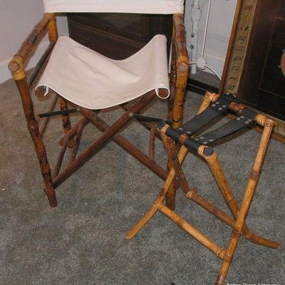 Vintage Bamboo Directors chair with stand