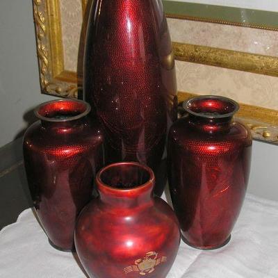 Enamelled Japanese vases