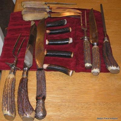 Stag Horn Carving Set and Steak Knives