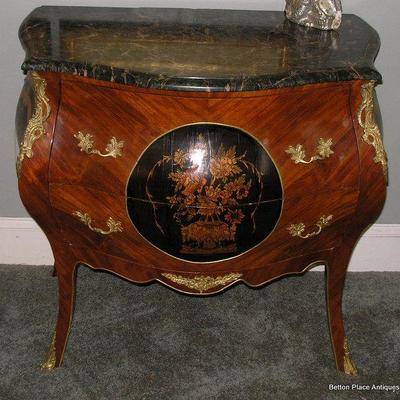 French Bombay Style painted Chest with marble top
