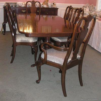 Mahogany Dining Table/6 chairs, two extensions