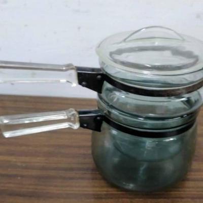 1960's Clear Glass Double Boiler Set - 2 pots and ...