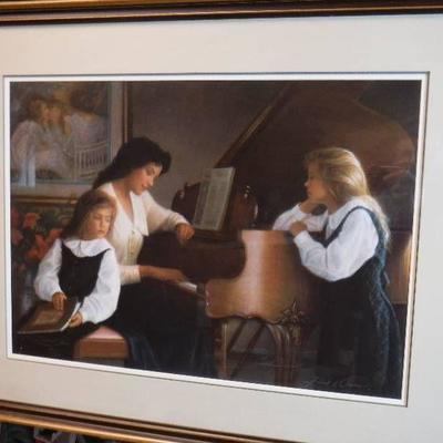 Signed and numbered girls around the piano framed ...