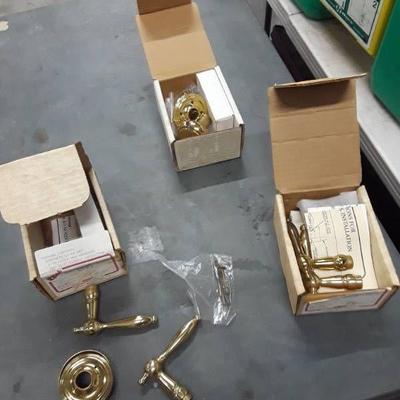 3 Box Sets Of Brass Door Levers
