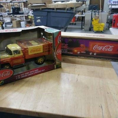A Coca Cola 1957 Stake Truck Bank and a Coca Cola ...