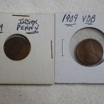 1889 Indian Head & 1909 VDB Pennies 