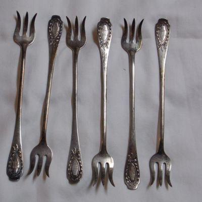 6 - Sterling Pickle Forks