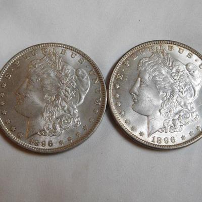 2 - 1896 Morgan Silver Dollars