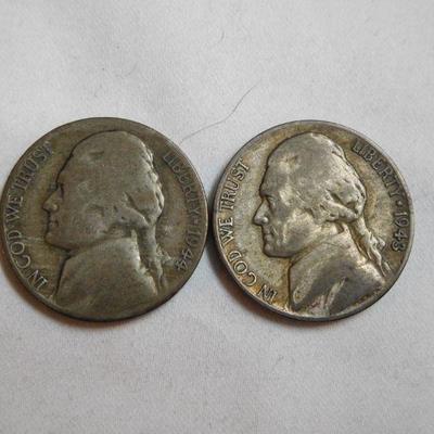 1943 P & 1944 P 40% Silver Nickels