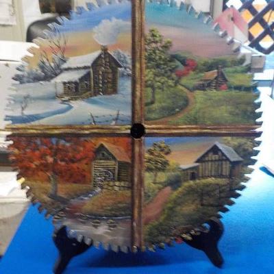 10 painted saw blade with stand