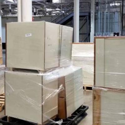 (3) Pallets of Miscellaneous Wood File Cabinets an ...