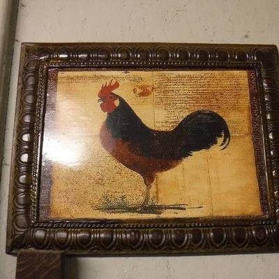 Wood framed rooster picture