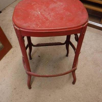 Red metal stool
