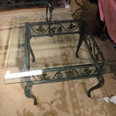 Set of 3 Ornate metal based glass top coffee table ...