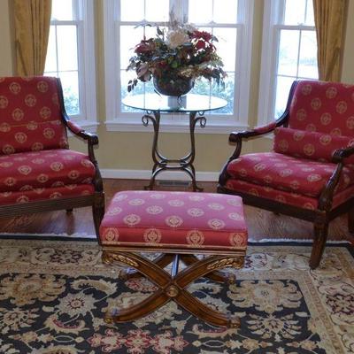 Ethan Allen chairs and ottoman