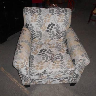 Grey  Tan Leaves Upholstered Arm Chair