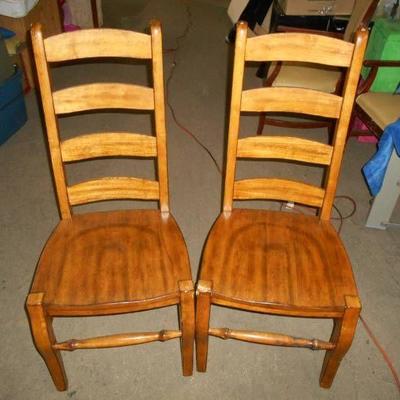 Two Maple Ladderback Wood Chairs