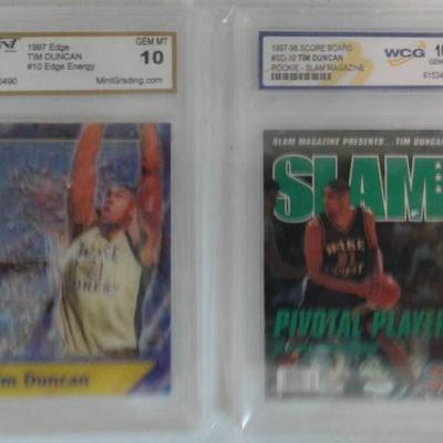 Two Professionally Graded Tim Duncan Basketball Ca ...
