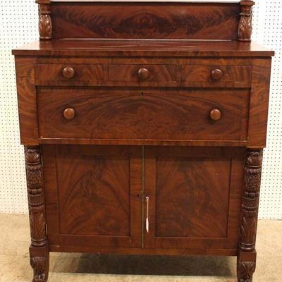 ANTIQUE Burl Mahogany Jackson Press with Acanthus Carved Paw Foot Legs – auction estimate $400-$800 