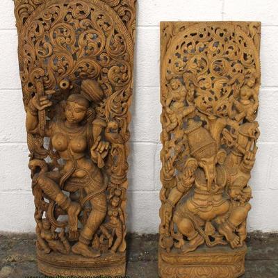 PAIR of ANTIQUE Asian Hand Carved Wall Sconces – auction estimate $200-$400