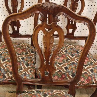  ANTIQUE 9 Piece Exotic Burl Walnut Framed in Glass Top French Style Dining Room Table with 8 Dining Room Chairs â€“ auction estimate...