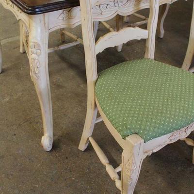 7 Piece Country French Painted Frame Dining Room Table with 6 Chairs – auction estimate $200-$400