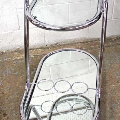Modern Design Chrome and Glass Serving Cart Bar – auction estimate $100-$300