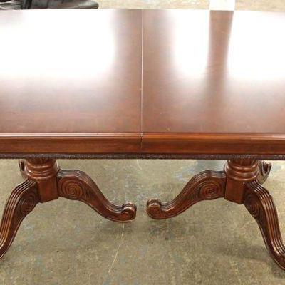  Contemporary 7 Piece Mahogany Dining Room Table with 6 Chairs â€“ table has 2 leavesâ€“ auction estimate $200-$400 