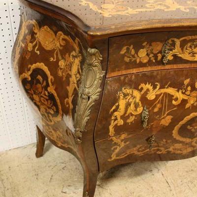  Fancy French Style all Inlaid 3 Drawer Chest with Applied Bronze – auction estimate $300-$600 