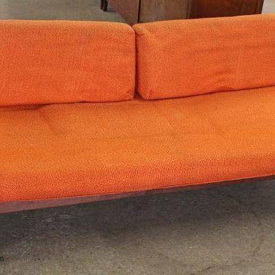  Mid Century Modern Orange Upholstered Sofa â€“ auction estimate $300-$600 