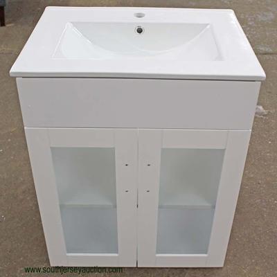  NEW 24â€ Marble Top White Floating Bathroom Vanity â€“ auction estimate $200-$400 