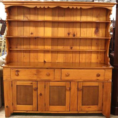  ANTIQUE Southern Yellow Pine 2 Piece Pewter Hutch – auction estimate $500-$1000 