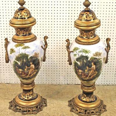  PAIR of Porcelain and Bronze in the manner of Sevres Urns – auction estimate $500-$1000 