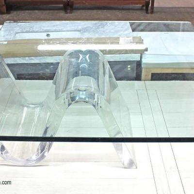  Mid Century Modern Lucite Glass Top Coffee Table â€“ auction estimate $200-$400 