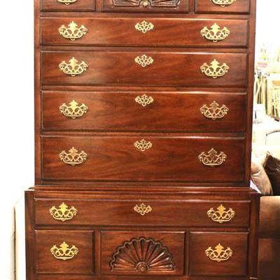  SOLID Mahogany 2 Piece Full Bonnet Queen Anne High Boy by “Drexel Furniture – Bicentennial Collection” – auction estimate $300-$600 