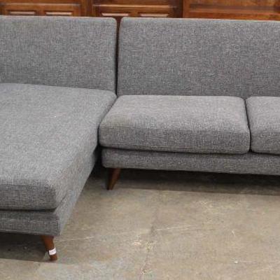  NEW Grey Upholstered 2 Piece Contemporary Sectional Sofa Chaise â€“ auction estimate $200-$400 