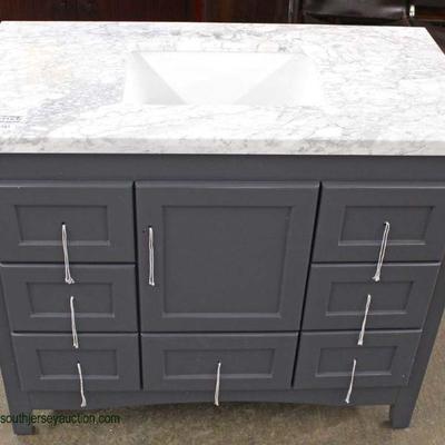  NEW 42â€ Marble Top Grey Base Bathroom Vanity â€“ auction estimate $200-$400 