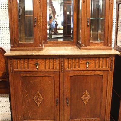  ANTIQUE French Marble Top Buffet with Mirror Double Curio Top – auction estimate $300-$600 