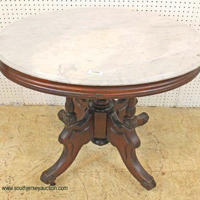  ANTIQUE Oval Marble Top Victorian Parlor Table – auction estimate $200-$400 