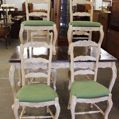 7 Piece Country French Painted Frame Dining Room Table with 6 Chairs – auction estimate $200-$400