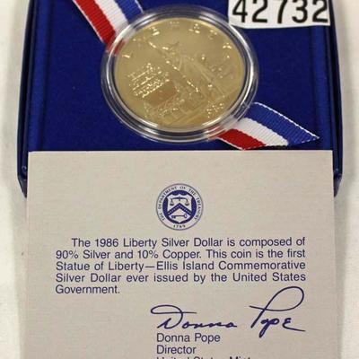  U.S. 1986 Liberty Silver Dollar â€“ auction estimate $20-$50 
