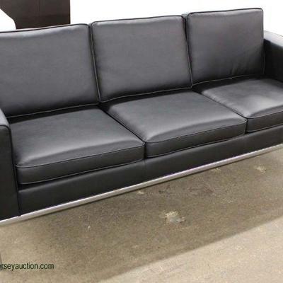  Modern Design Black Leather Sofa with Tubular Legs – auction estimate $200-$400 